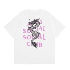 Anti Social Social Club Dragon Pink Logo T-Shirt - White