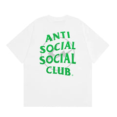 Anti Social Social Club Green Lightning Circle Logo T-Shirt - White